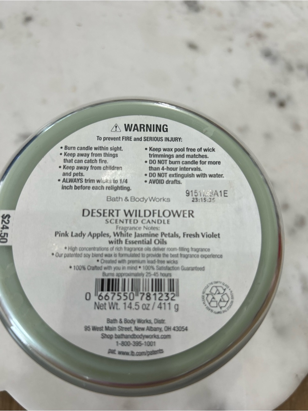 Bath & Body Works Desert Wildflower 3-Wick Candle Discontinued Rose Gold Lid - Picture 9 of 9
